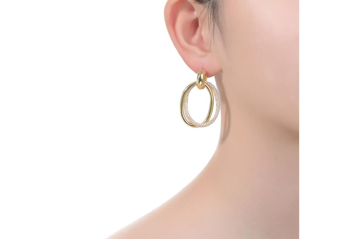 Lab Created Two-Tone with Clear Cubic Zirconia Stud Earrings