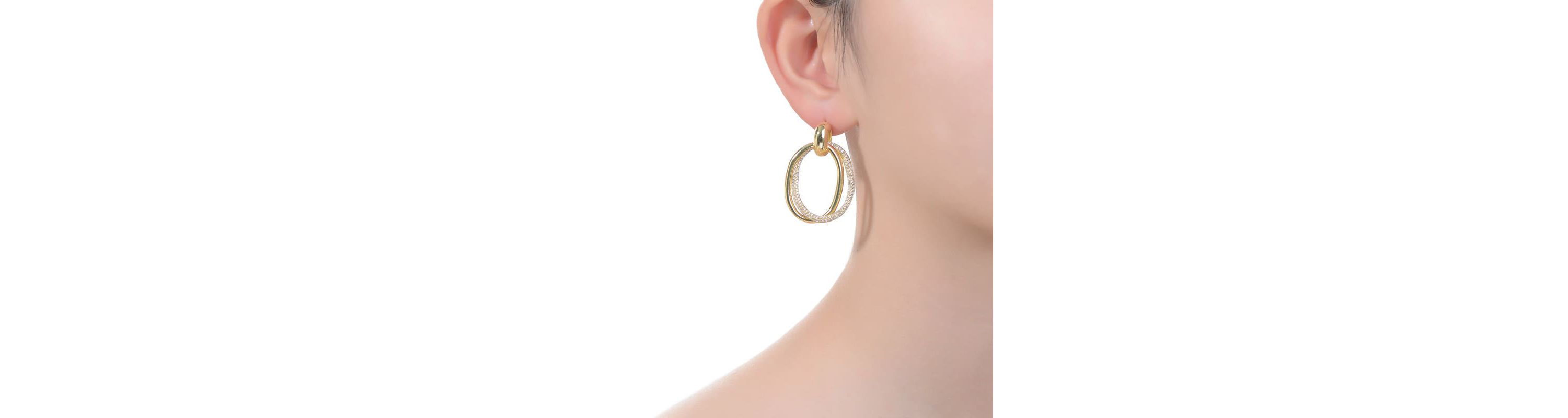 Lab Created Two-Tone with Clear Cubic Zirconia Stud Earrings