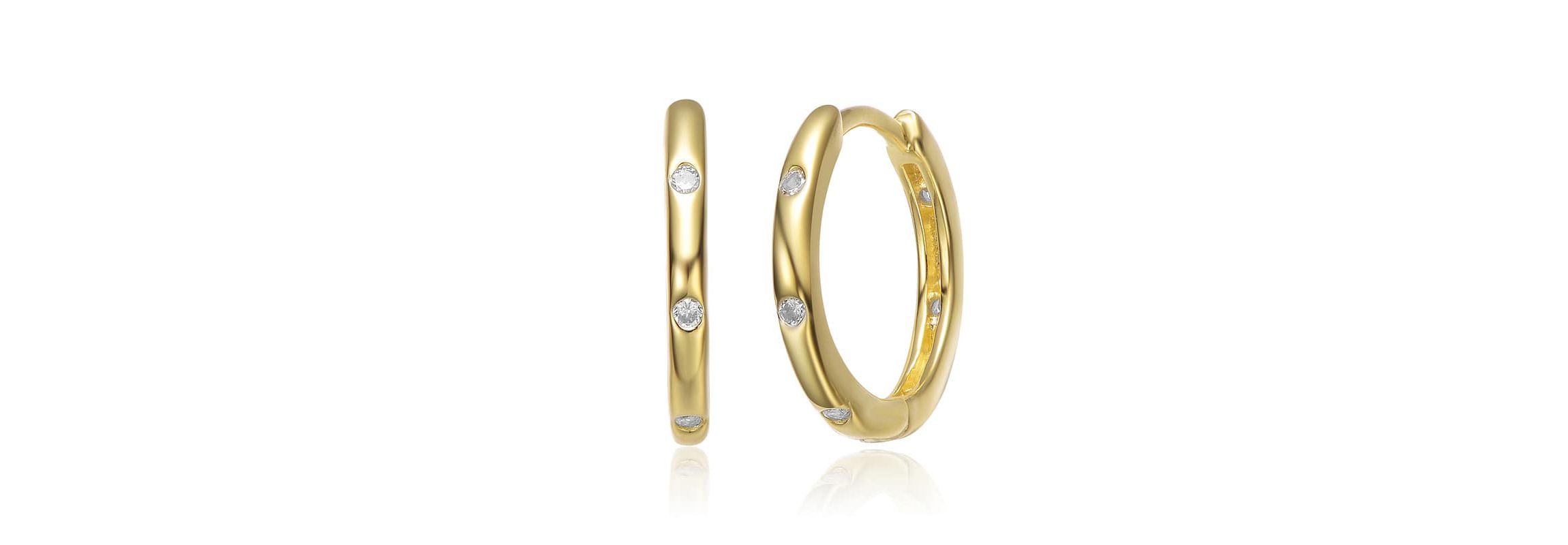 Lab Created Kids 14k Gold Plated with Clear Cubic Zirconia Hoop Earrings