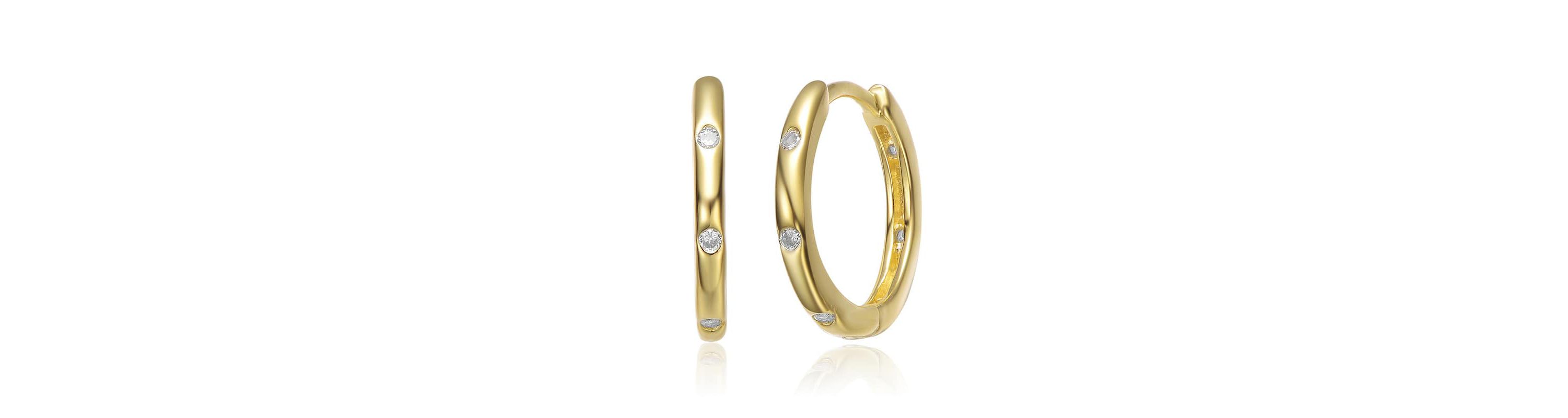 Lab Created Kids 14k Gold Plated with Clear Cubic Zirconia Hoop Earrings