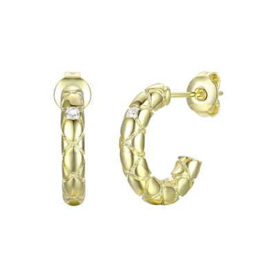 Rozzato Lab Created 14K Gold Plated with Clear Cubic Zirconia Open Hoop Earrings