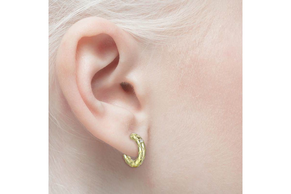 Lab Created 14K Gold Plated with Clear Cubic Zirconia Open Hoop Earrings