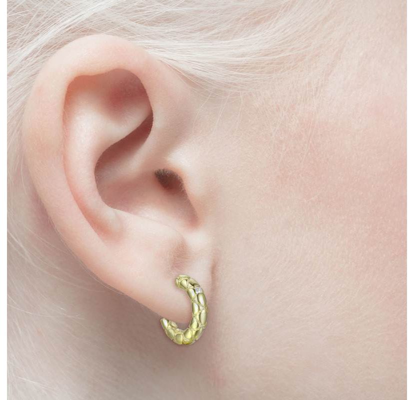 Lab Created 14K Gold Plated with Clear Cubic Zirconia Open Hoop Earrings