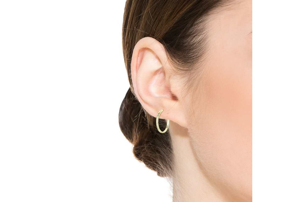 Lab Created 14K Gold Plated with Clear Cubic Zirconia Hoop Earrings