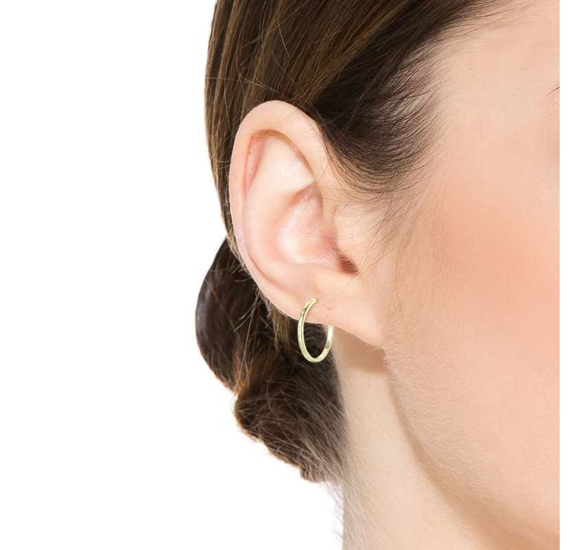 Lab Created 14K Gold Plated with Clear Cubic Zirconia Hoop Earrings