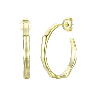 Rozzato Lab Created Stylish 14K Gold Plated Open Hoop Earrings