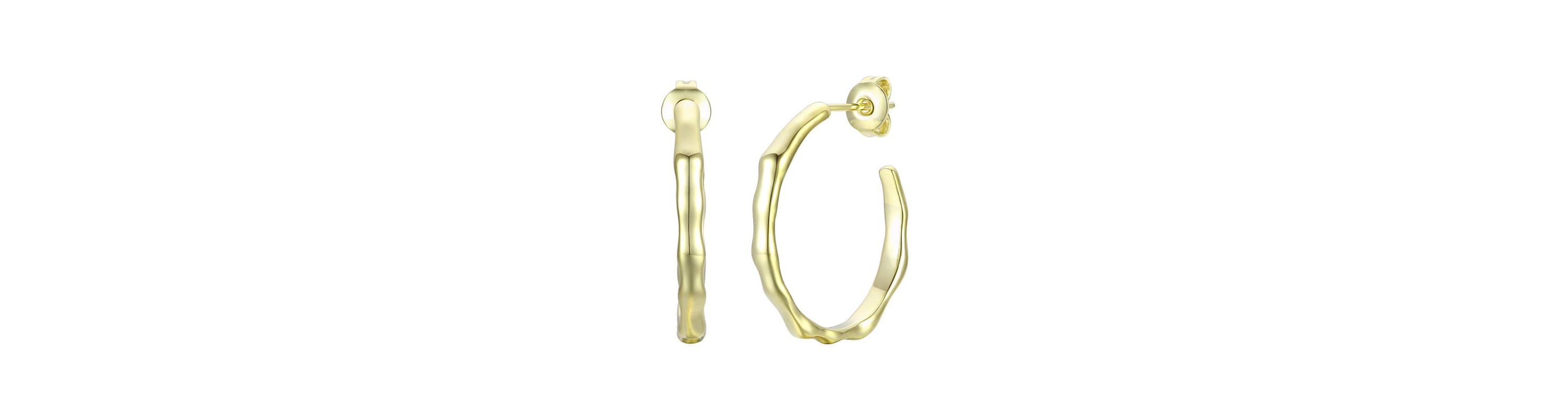 Lab Created Stylish 14K Gold Plated Open Hoop Earrings