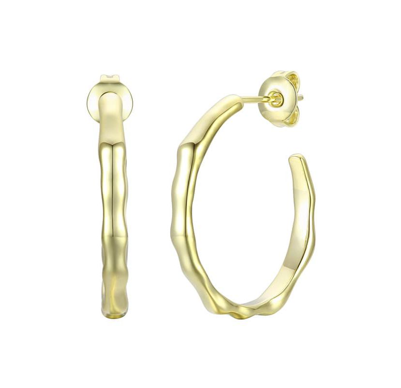 Lab Created Stylish 14K Gold Plated Open Hoop Earrings