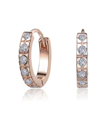 Rozzato Lab Created 18K Rose Gold Plated Cubic Zirconia Extra Mini Huggie Hoop Earrings