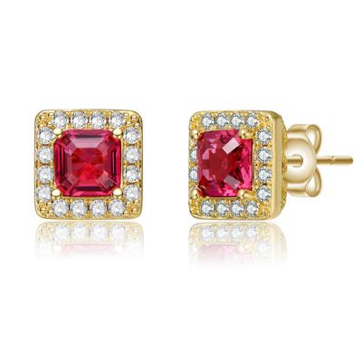 Rozzato Lab Created Classy Everyday wear Halo Square Stud Earrings
