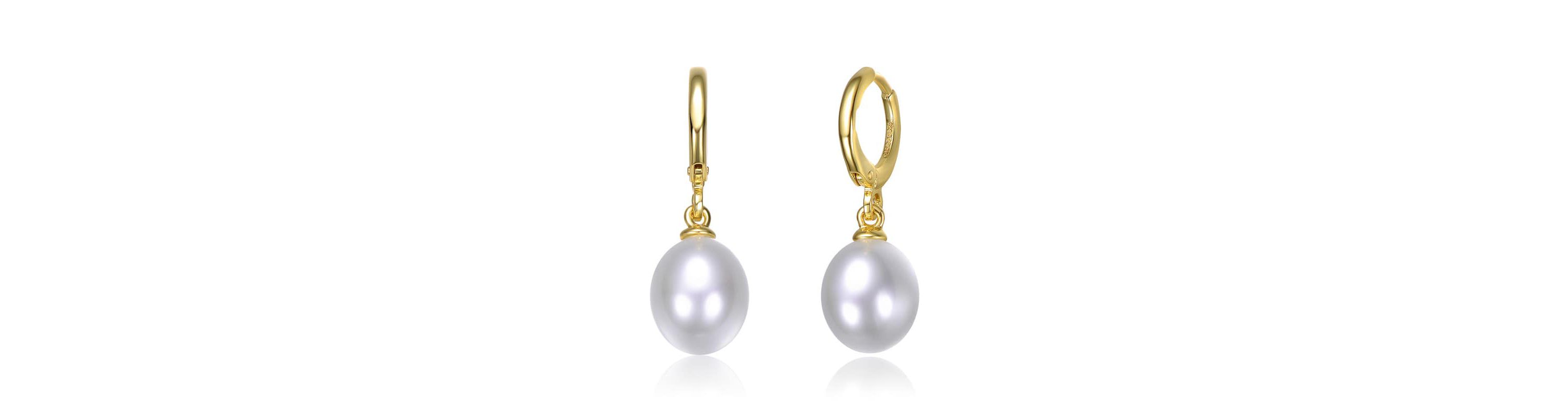Lab Created 14K Gold Plated with White Simulated Pearl Drop Earrings