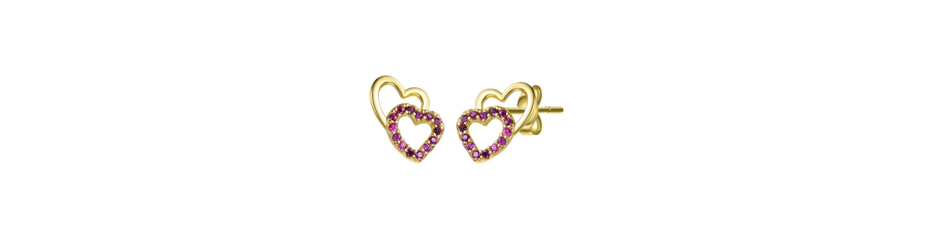 Lab Created 14K Gold Plated with Ruby Red Cubic Zirconia Stud Earrings