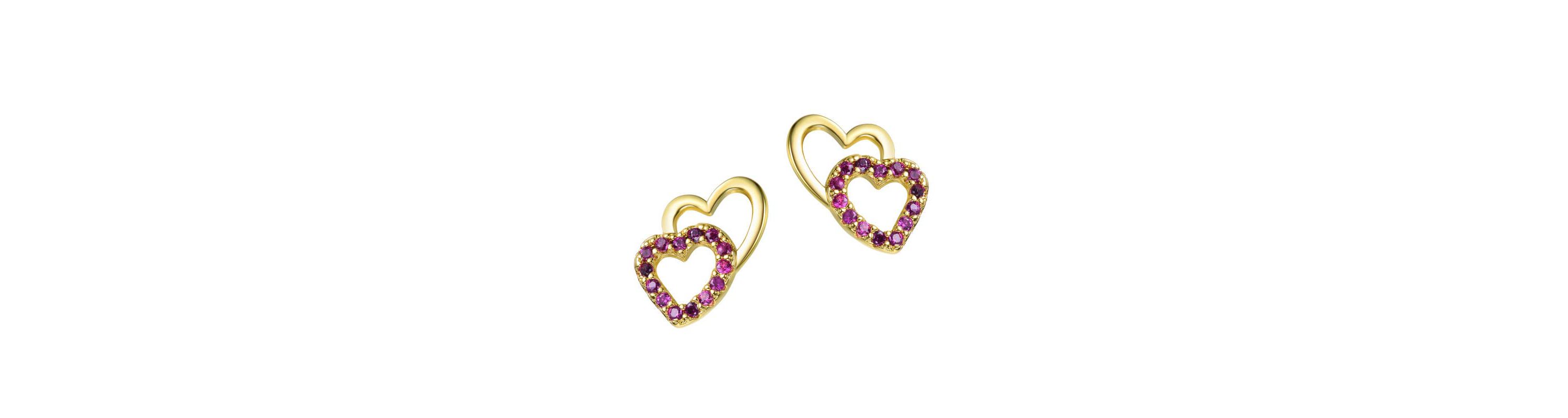 Lab Created 14K Gold Plated with Ruby Red Cubic Zirconia Stud Earrings