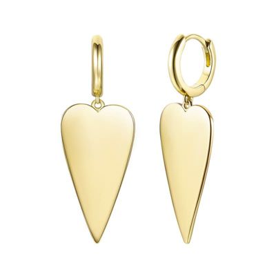 Rozzato Lab Created 14K Gold Plated Elongated Heart Charm Dangle Mini Hoop Earrings