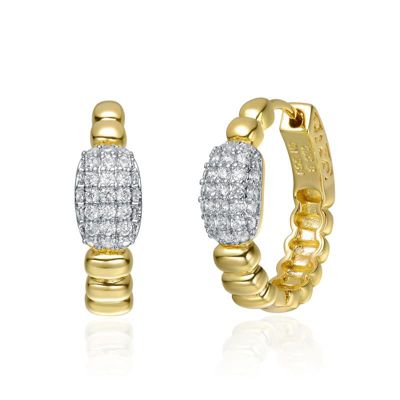 Rozzato Lab Created 14K Gold Plated with Clear Cubic Zirconia Scalloped Hoop Earrings