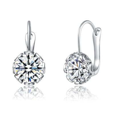 Rozzato Lab Created 14K Gold Plated with Colored Cubic Zirconia Solitaire Drop Earrings