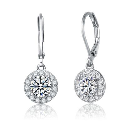 Rozzato Lab Created Elegant Halo Drop Dangle Leaver back Earrings