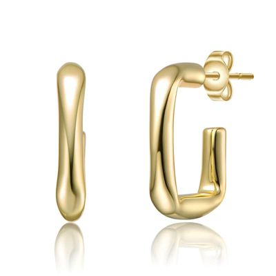 Rozzato Lab Created 14K Gold Plated G-Shaped Hoop Earrings