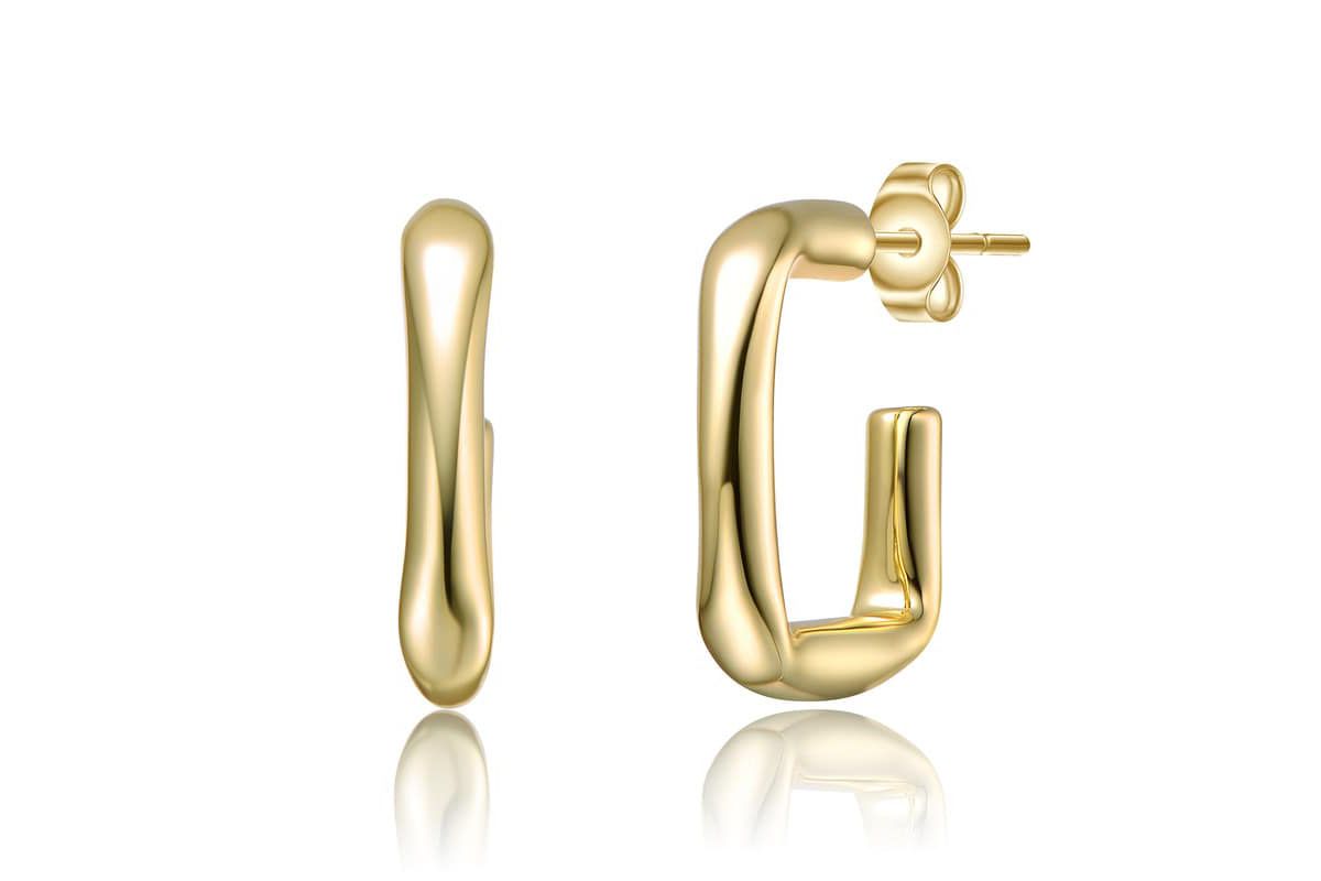 Lab Created 14K Gold Plated G-Shaped Hoop Earrings