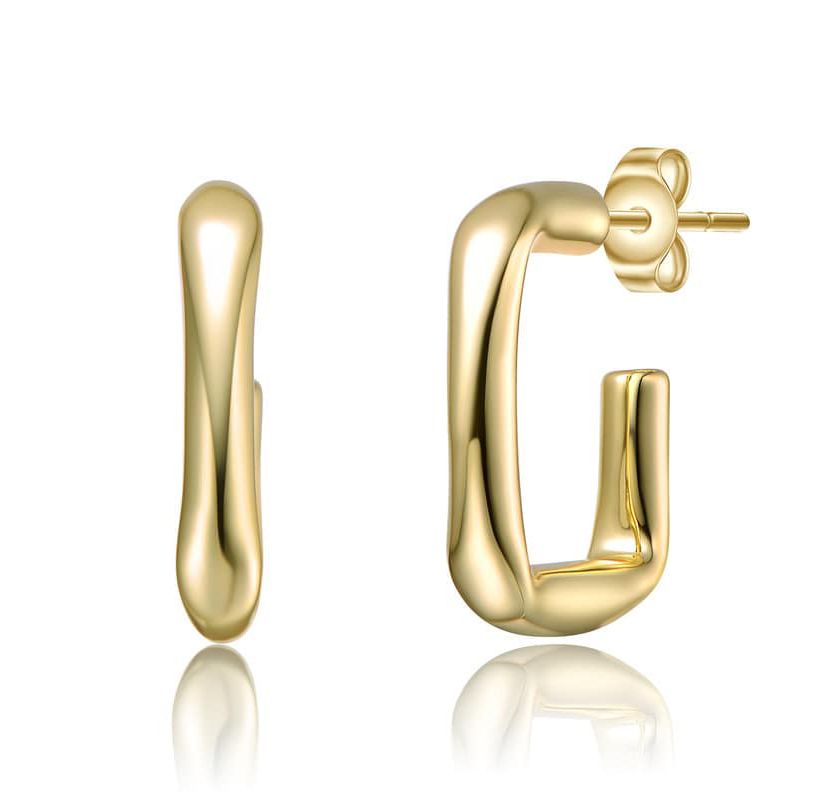 Lab Created 14K Gold Plated G-Shaped Hoop Earrings