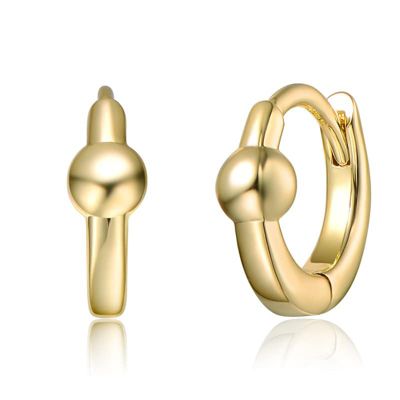 Rozzato Lab Created 14K Gold Plated Round Huggie Earrings