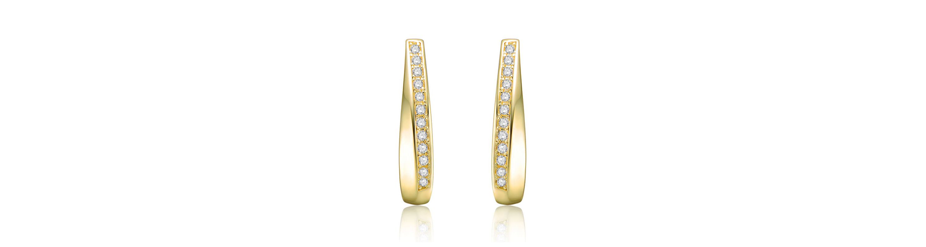 Lab Created 14K Gold Plated with Clear Cubic Zirconia U-Shaped Hoop Earrings
