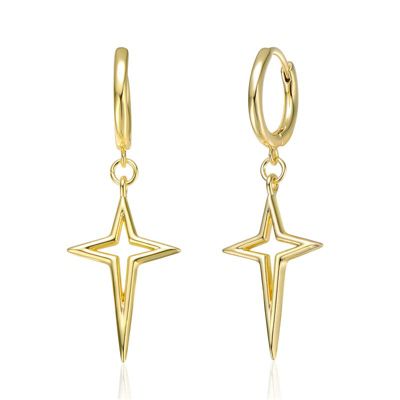 Rozzato Lab Created 14K Gold Plated Star Dangle Earrings