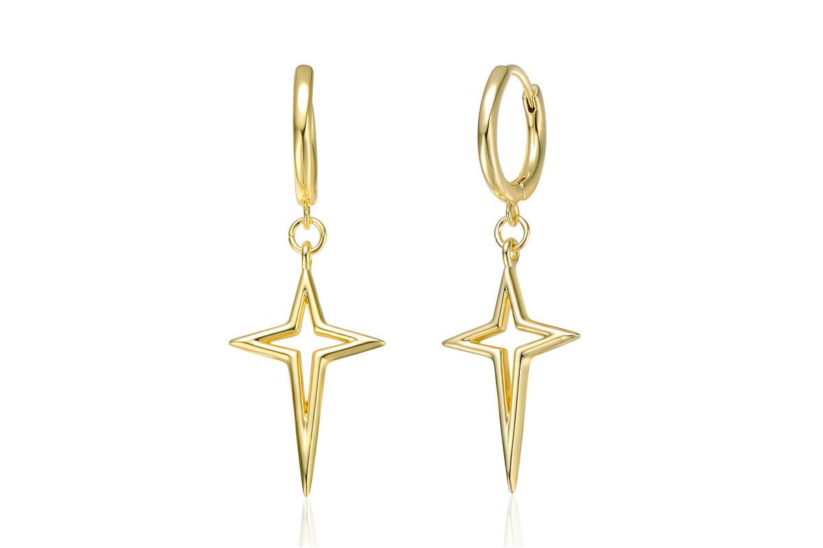Lab Created 14K Gold Plated Star Dangle Earrings