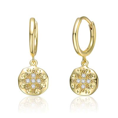 Rozzato Lab Created 14k Yellow Gold Plated Round Dangle Earrings with Star Design