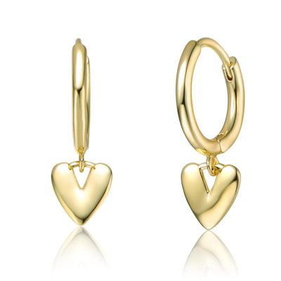 Rozzato 14K Gold Plated Heart Dangling Earrings for Teens