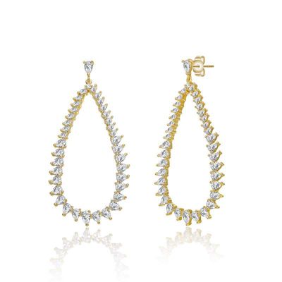 Rozzato Lab Created 14K Gold Plated with Clear Cubic Zirconia Raindrop Earrings