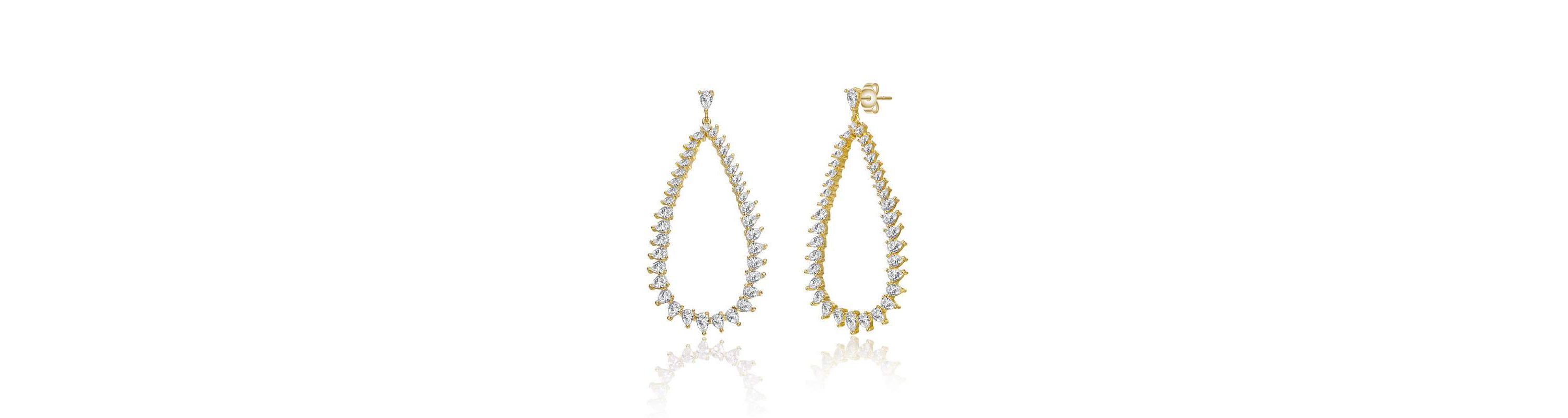 Lab Created 14K Gold Plated with Clear Cubic Zirconia Raindrop Earrings