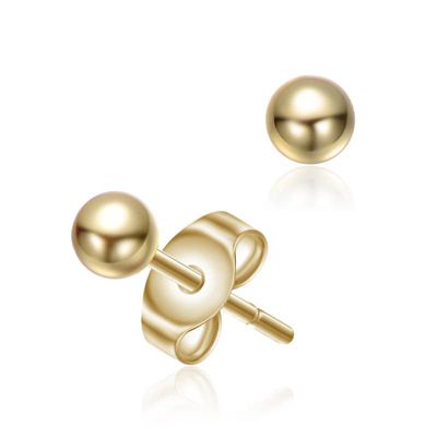 Rozzato Lab Created 14K Gold Plated Round Ball Stud Earrings for Kids