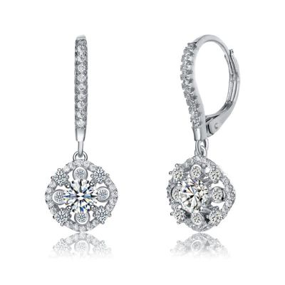 Rozzato Lab Created Classic White Gold Plated Leverback Dangle Earrings