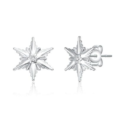Rozzato Lab Created White Gold Plated with Cubic Zirconia Snowflake Christmas Earrings