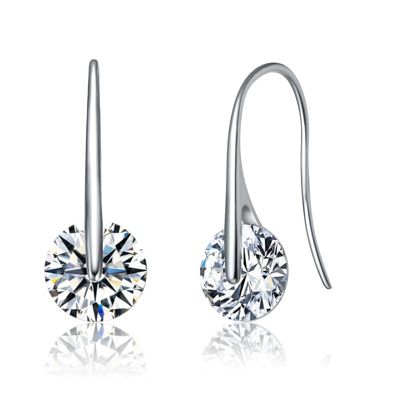 Rozzato Lab Created Stylish Modernised Solitaire Drop Earrings
