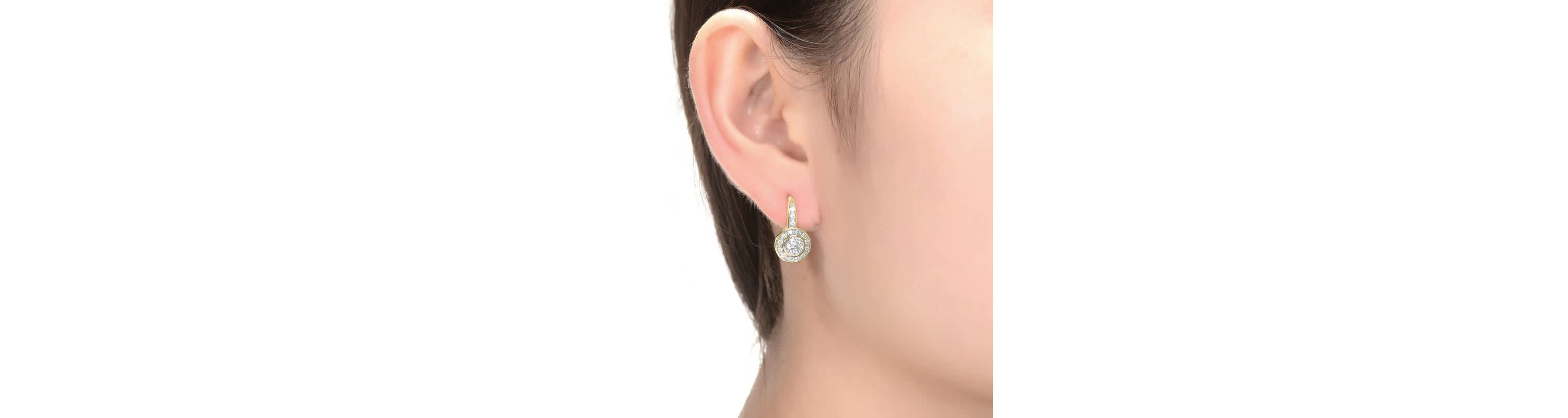 Lab Created Halo Dangle Earrings with bezel Set Round Cubic Zirconia