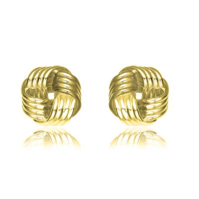 Rozzato Lab Created 14K Gold Plated Twisted Button Stud Earrings