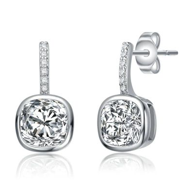 Rozzato Lab Created Elegant Bezel Set Drop Earrings