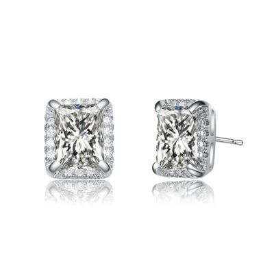 Rozzato Lab Created White Gold Plated with Clear Cubic Zirconia Stud Earrings