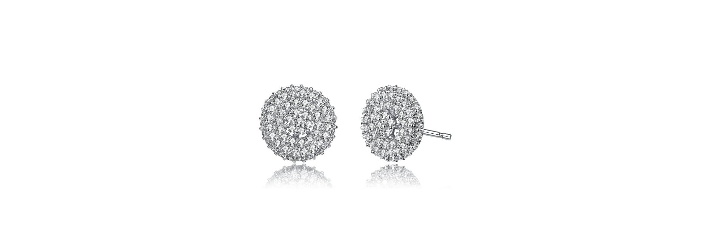 Lab Created White Gold Plated with Clear Cubic Zirconia Concentric Cluster Round Stud Earrings