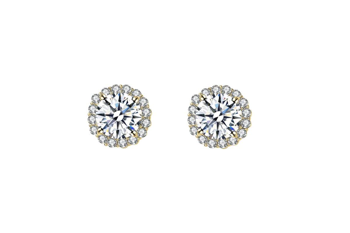 Lab Created Elegant Round Stud Earrings with Clear Round Cubic Zirconia