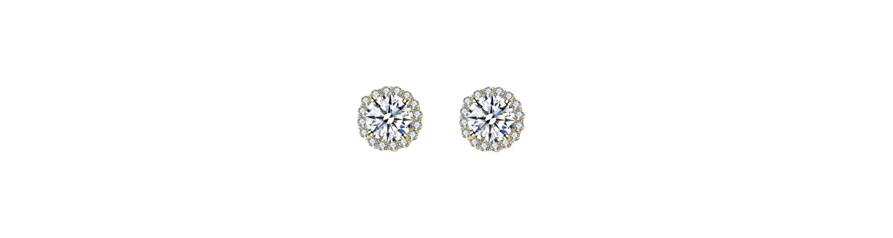 Lab Created Elegant Round Stud Earrings with Clear Round Cubic Zirconia
