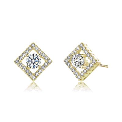 Rozzato Lab Created 14K Gold Plated with Clear Cubic Zirconia Halo Stud Earrings