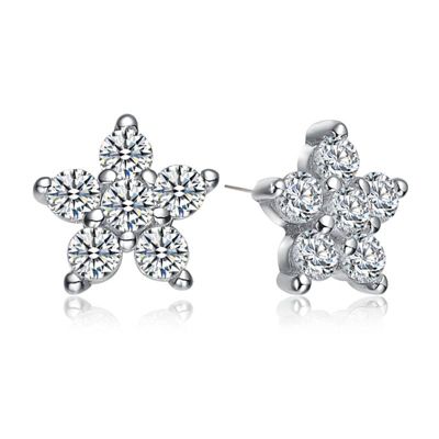 Rozzato Lab Created Star Shape Cubic Zirconia White Gold Plated Earrings