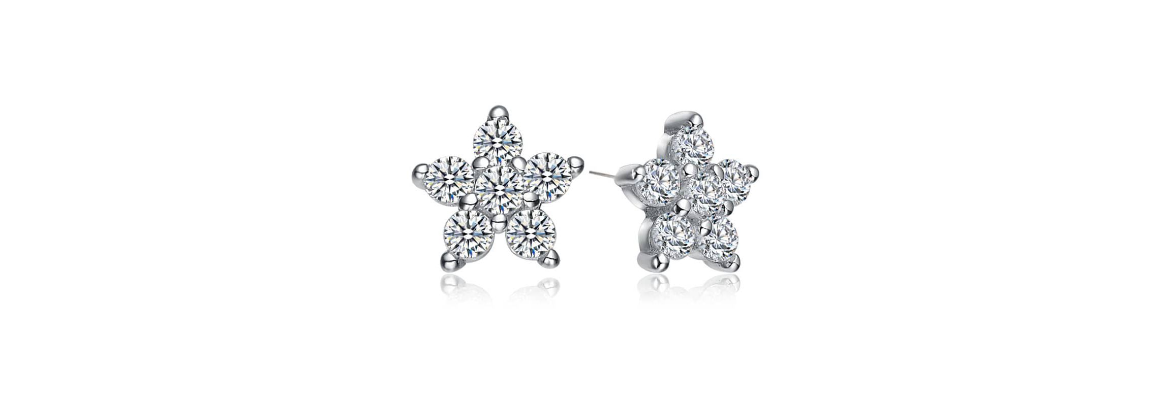 Lab Created Star Shape Cubic Zirconia White Gold Plated Earrings