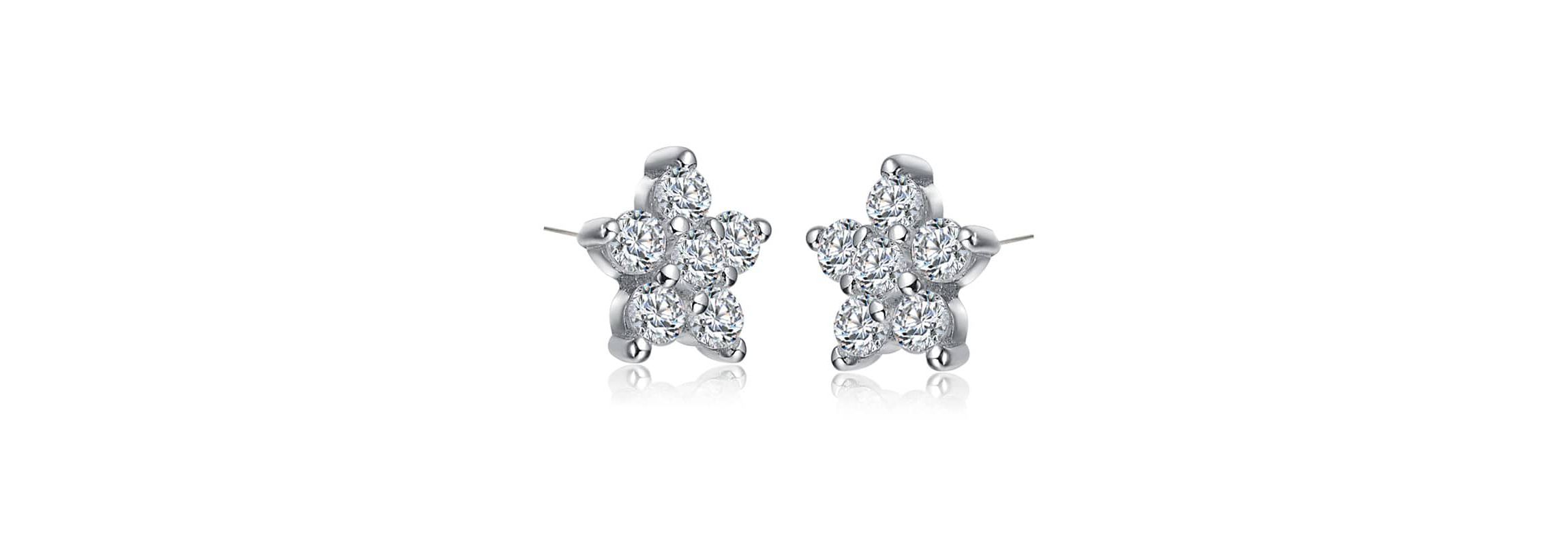 Lab Created Star Shape Cubic Zirconia White Gold Plated Earrings