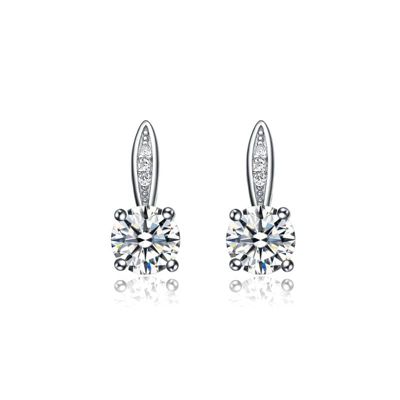 Rozzato Lab Created White Gold Plated with Clear Cubic Zirconia Drop Earrings