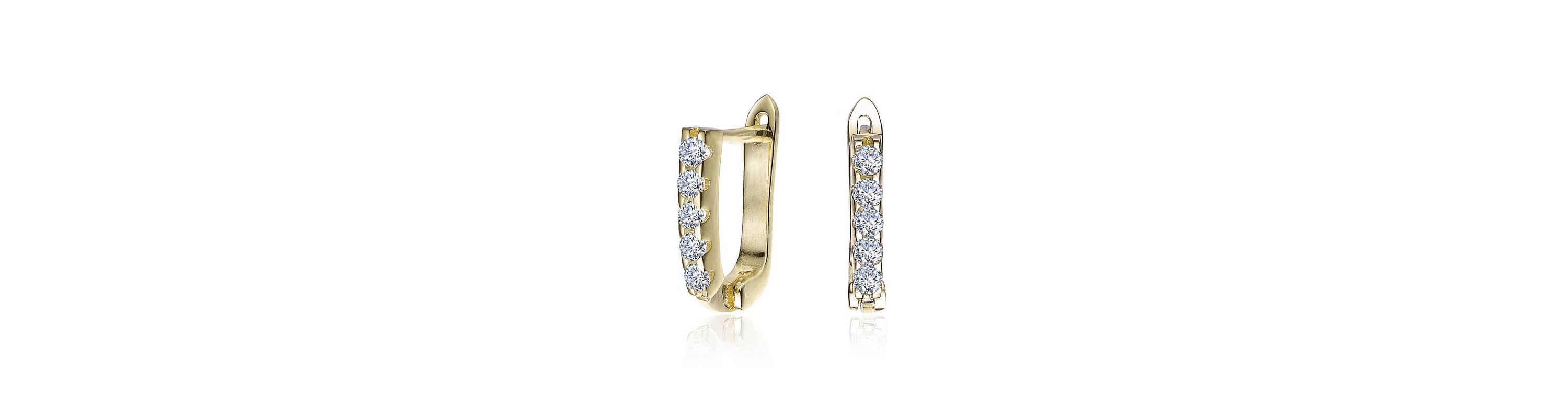 Lab Created Beautiful 13mm U Shaped Clear Cubic Zirconia Hoop Earrings