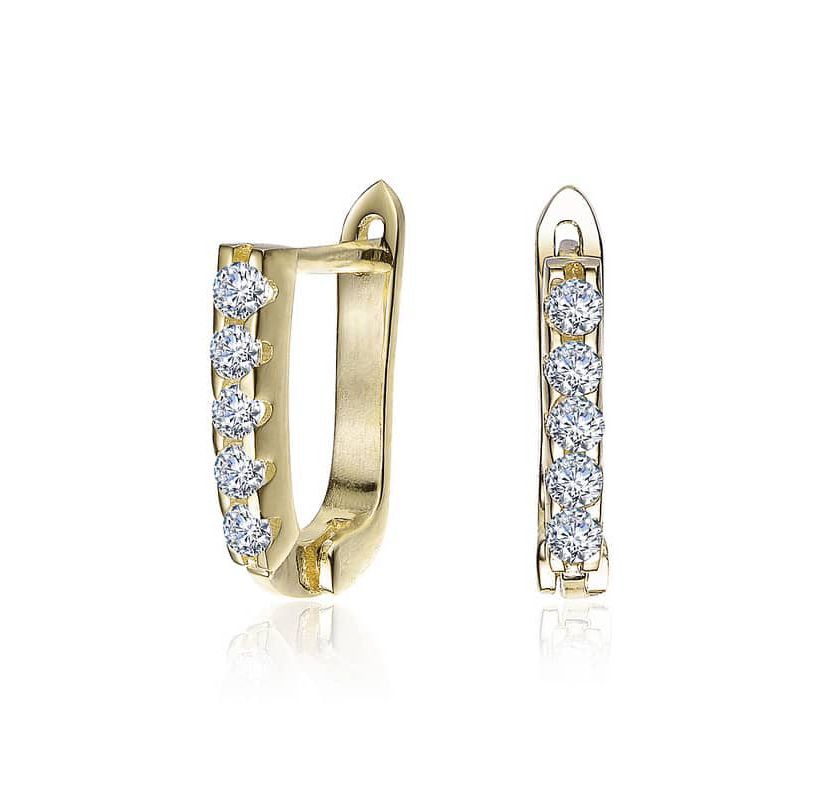 Lab Created Beautiful 13mm U Shaped Clear Cubic Zirconia Hoop Earrings